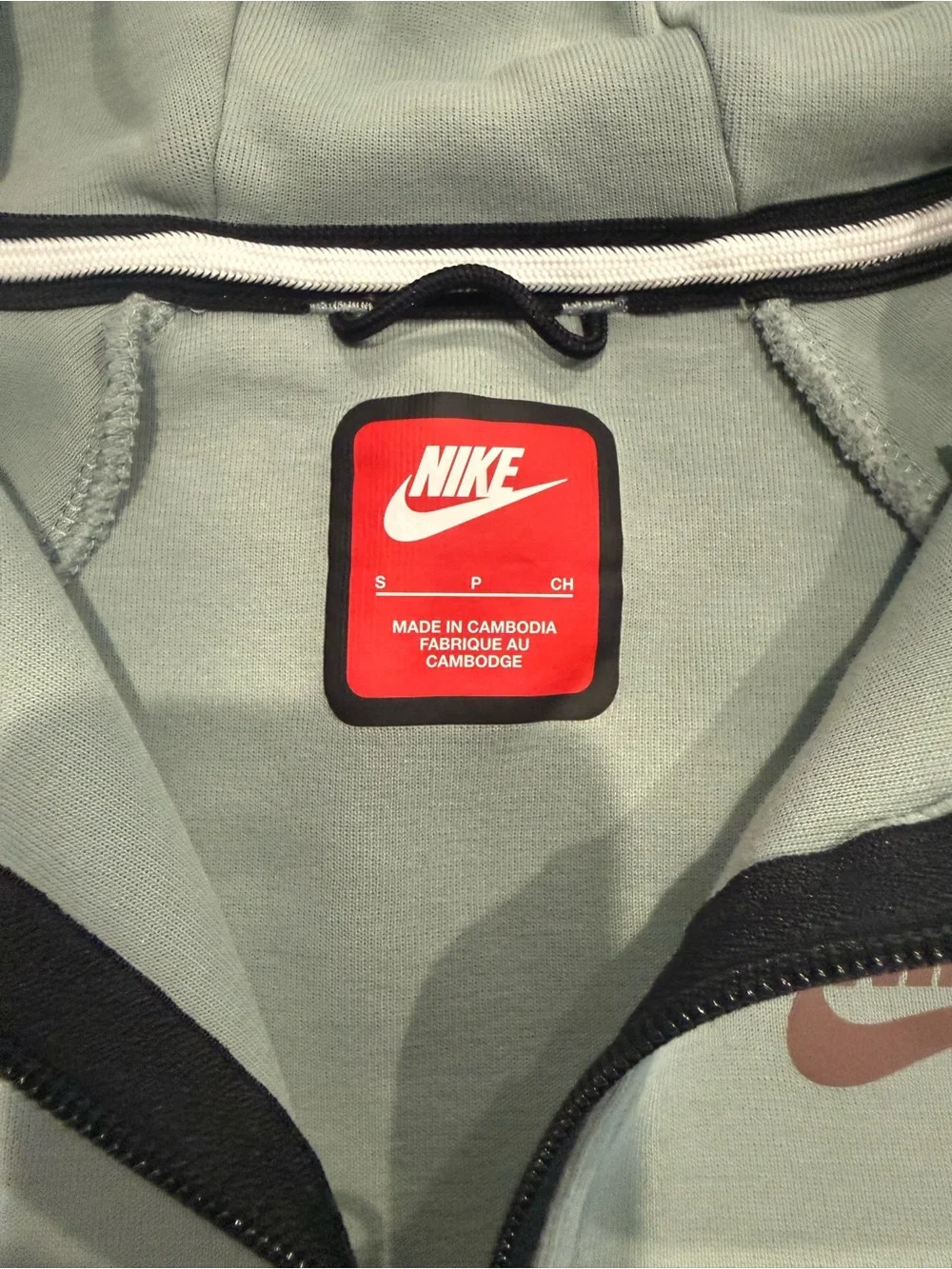 Nike Light Mint Green and White Hooded Zip Puffer Jacket